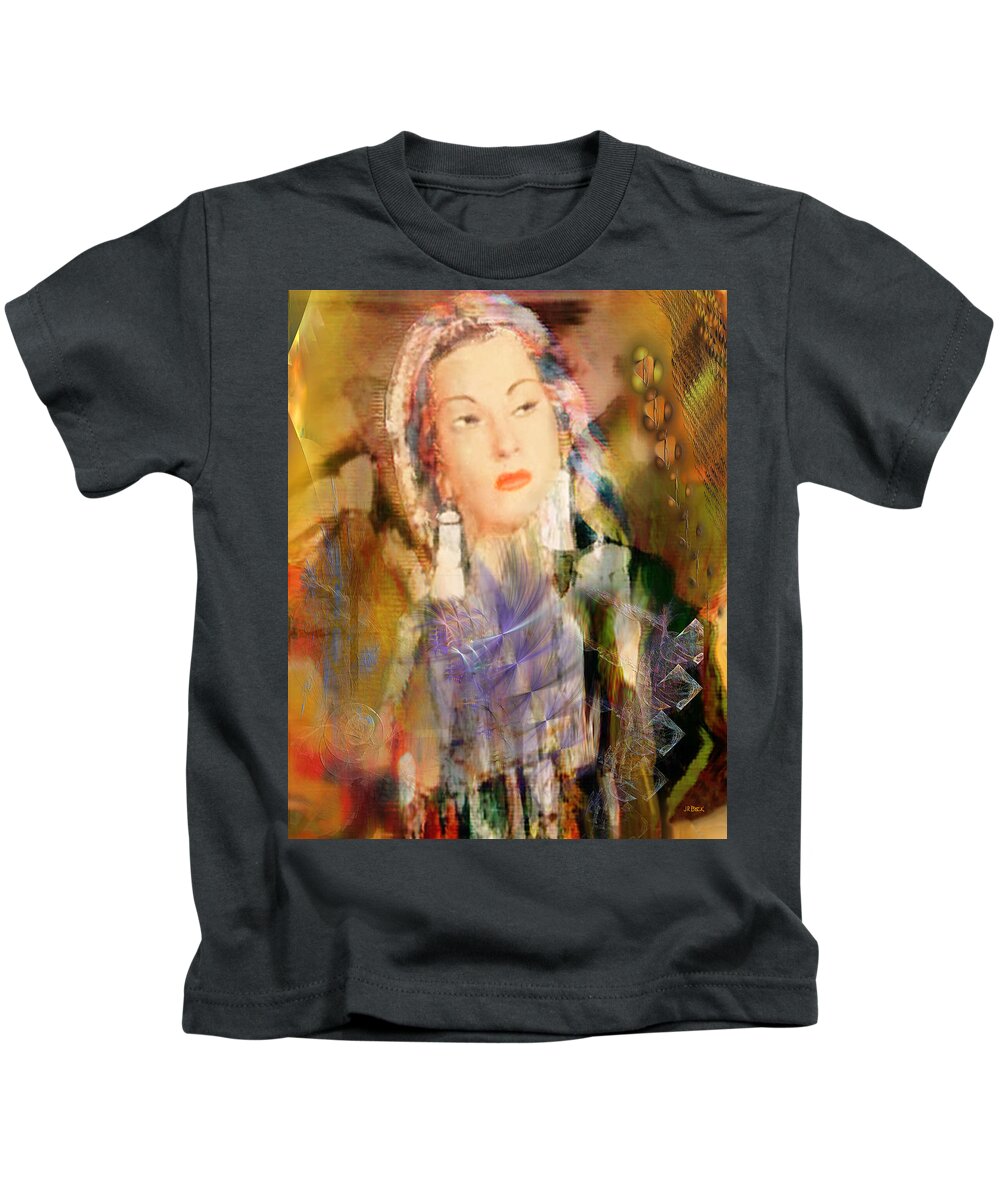  Kids T-Shirt featuring the digital art Five Octaves - Tribute To Yma Sumac by Studio B Prints
