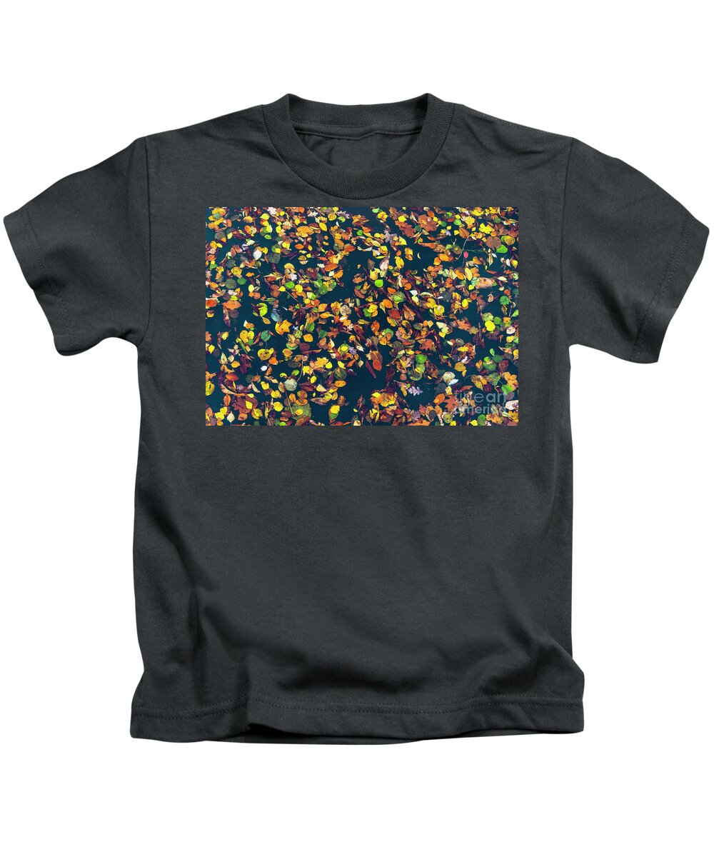 Autumn Kids T-Shirt featuring the photograph Floating Autumn Leaves by Daniel M Walsh