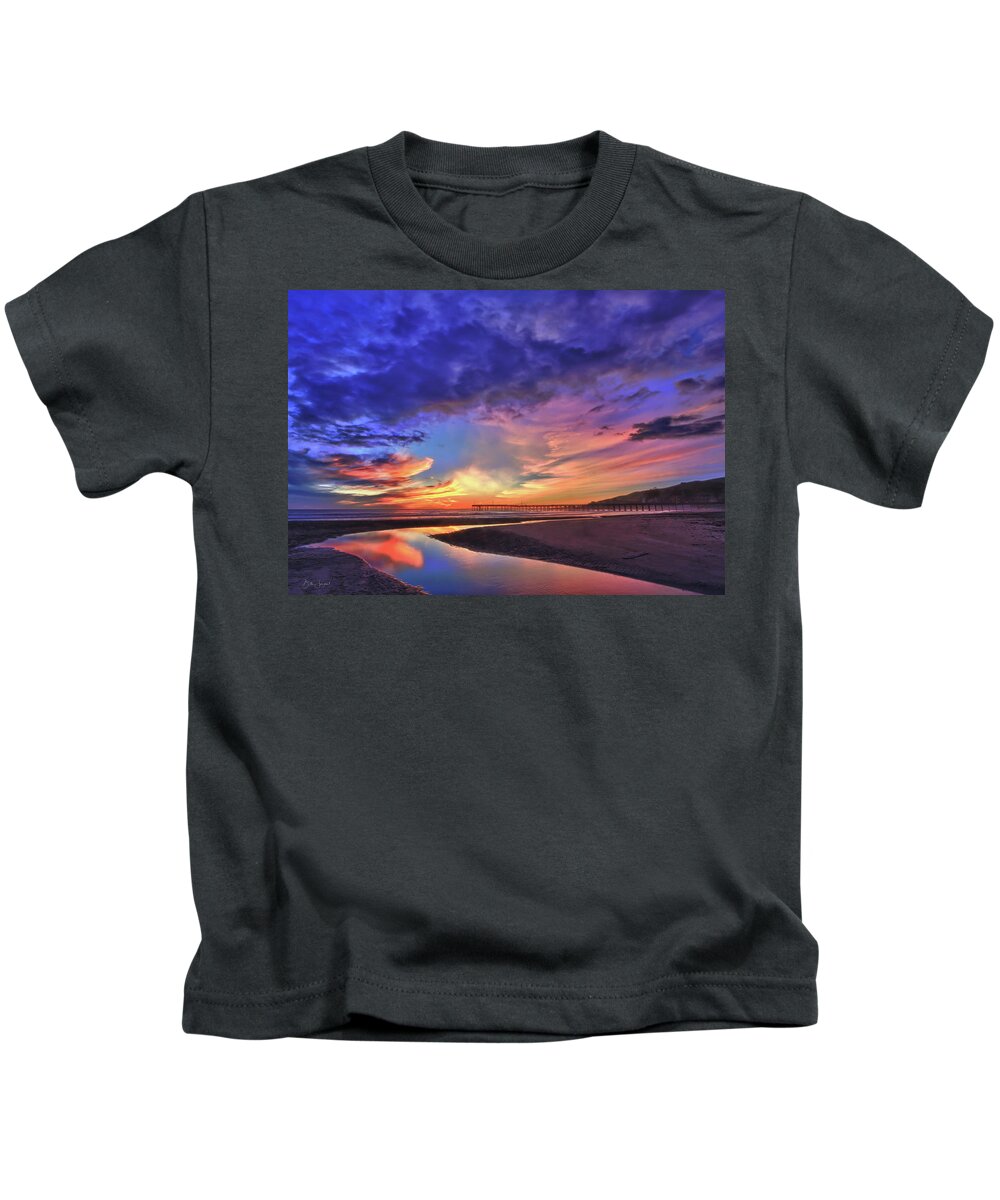 Cayucos Kids T-Shirt featuring the photograph Flowing out to the Ocean by Beth Sargent