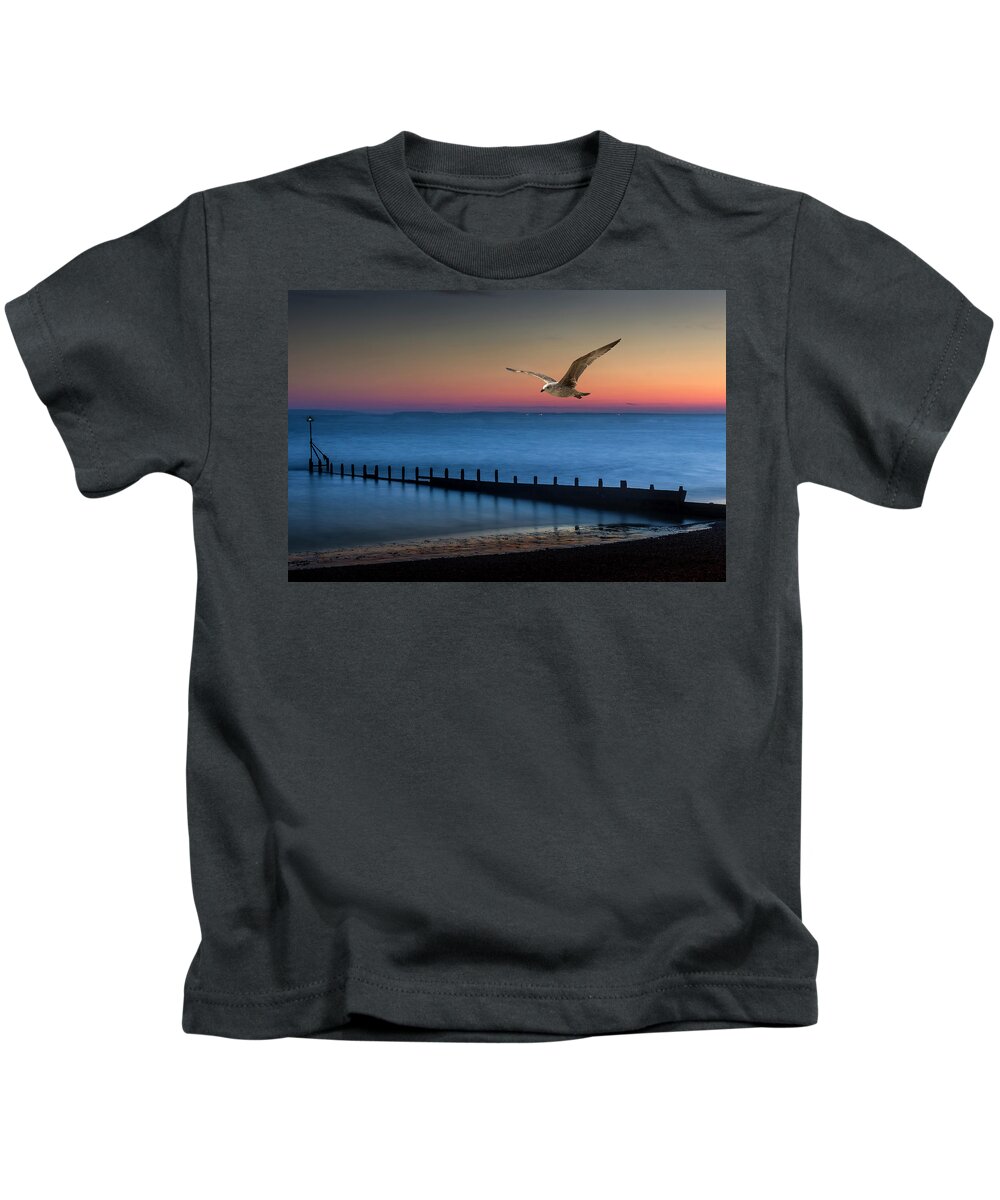 Seagull Kids T-Shirt featuring the photograph Fly Away by Chris Boulton