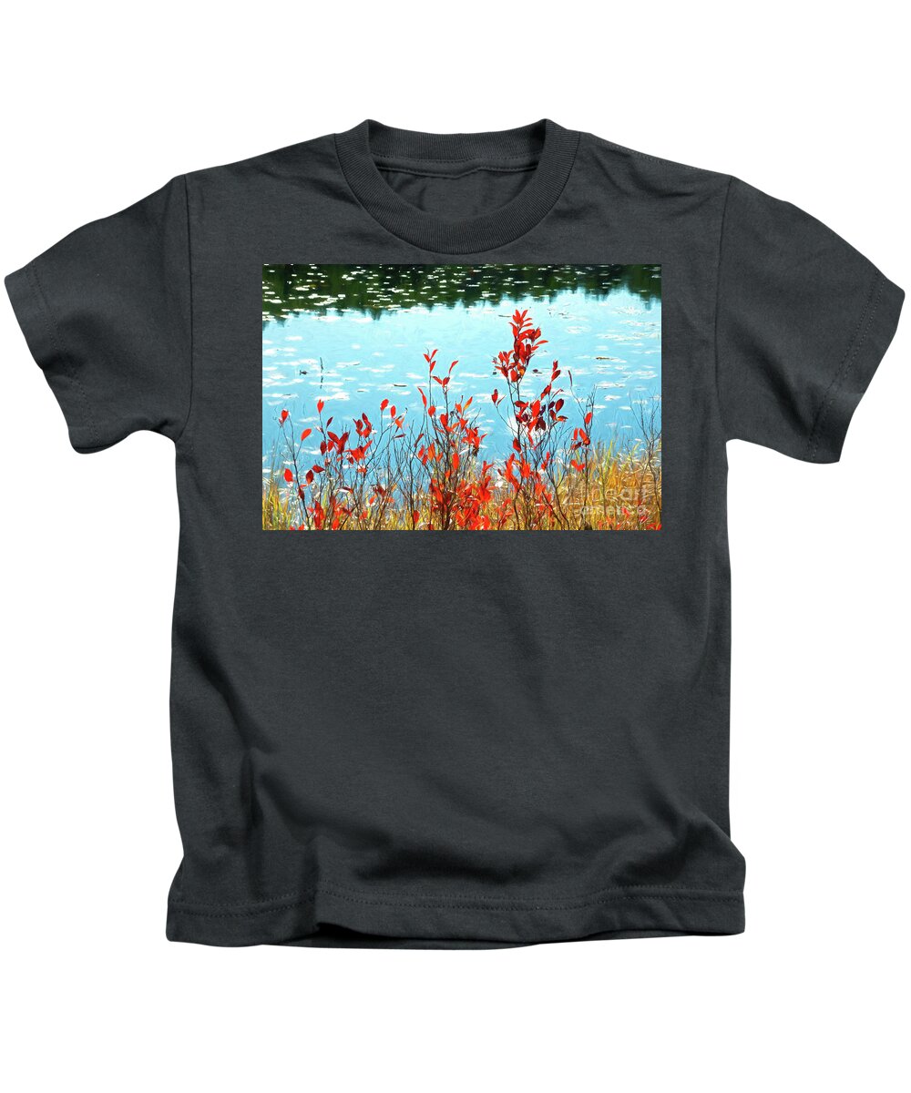 Foliage Kids T-Shirt featuring the photograph Foliage By the Water at Acadia National Park by Anita Pollak