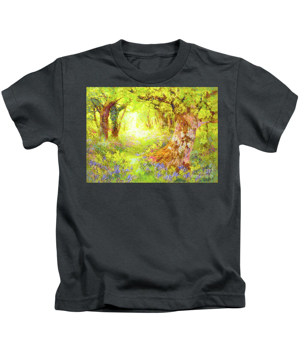 Landscape Kids T-Shirt featuring the painting Forest Flowers Delight by Jane Small