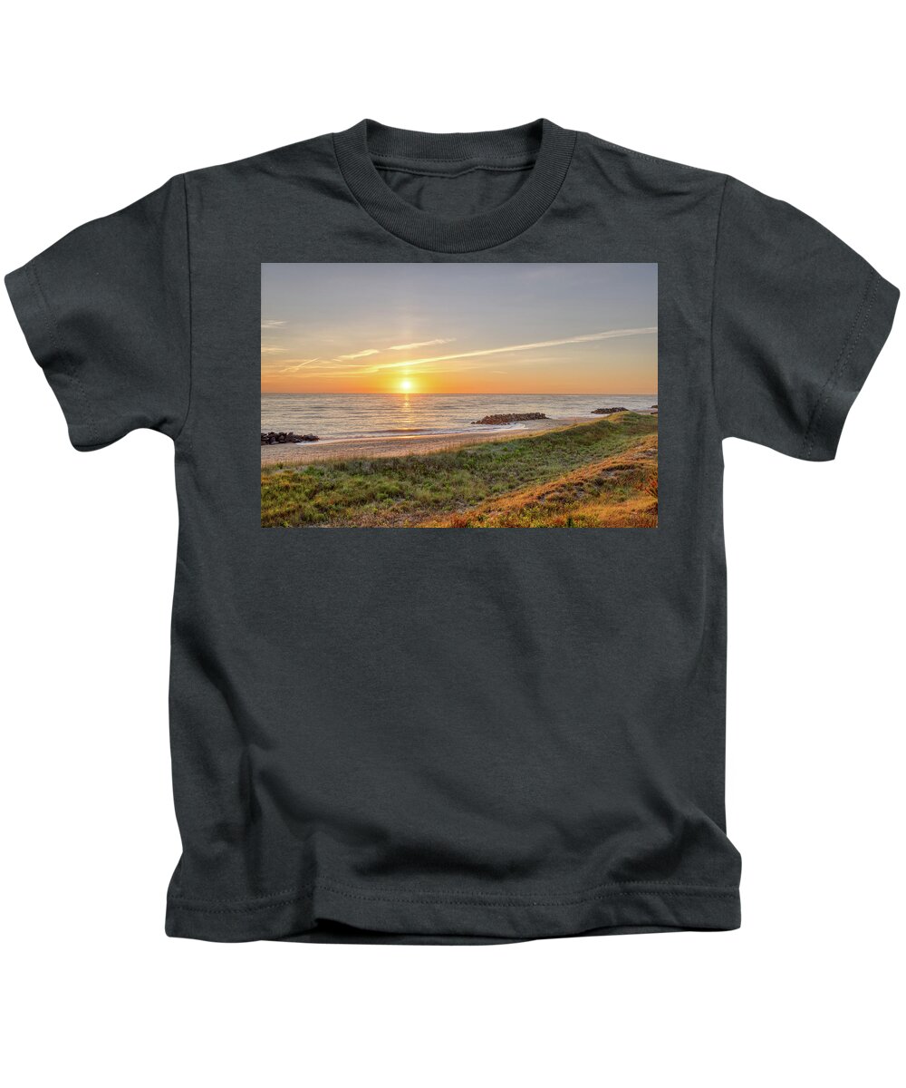 Blue Kids T-Shirt featuring the photograph Fort Story Sunrise by Donna Twiford