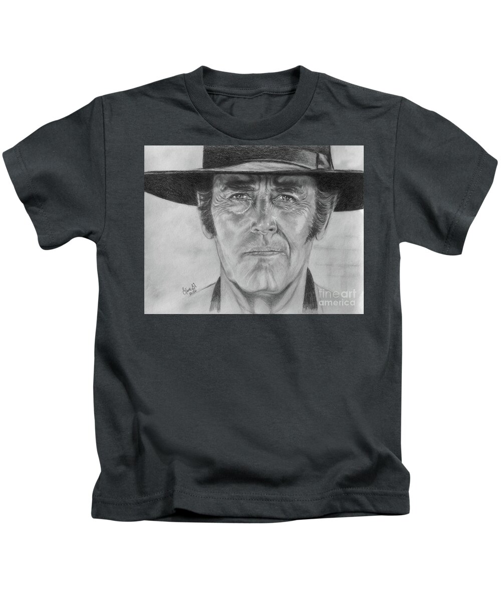 Henry Fonda Kids T-Shirt featuring the drawing Frank by Elaine Berger