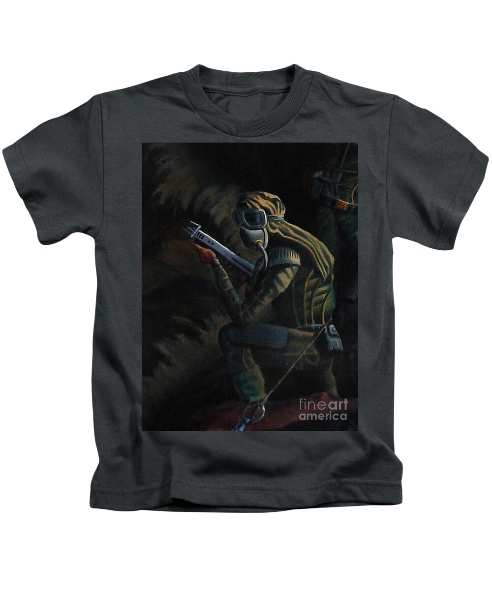 Dune. Fremen Kids T-Shirt featuring the painting Fremen Warrior of Dune 2 by Ken Kvamme