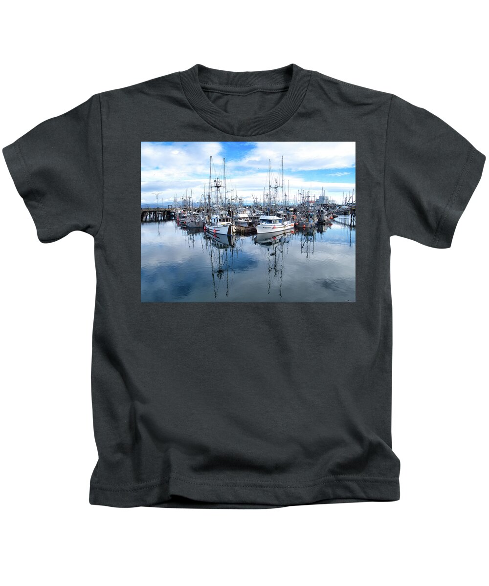 Seascape Kids T-Shirt featuring the photograph French Creek Marina by Allan Van Gasbeck