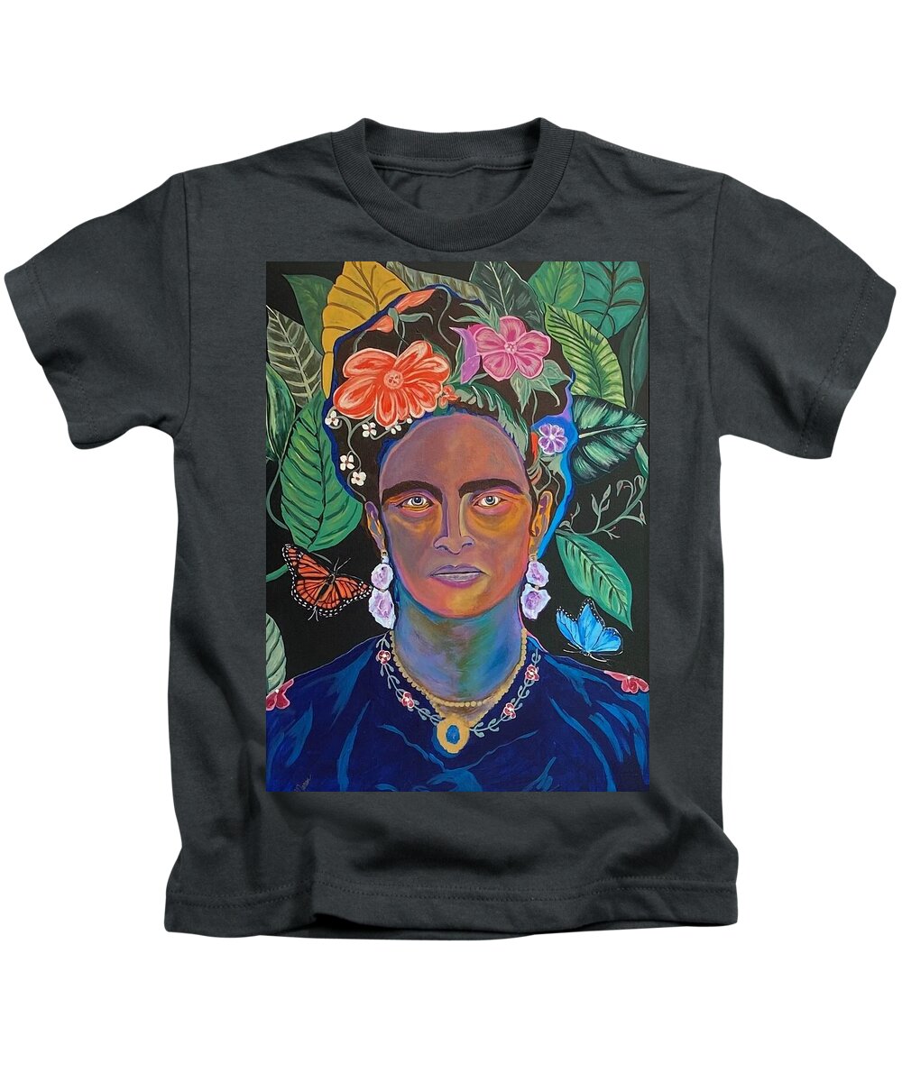  Kids T-Shirt featuring the painting Frida Kahlo by Bill Manson
