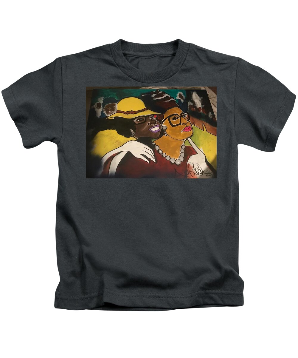  Kids T-Shirt featuring the painting Friends by Angie ONeal