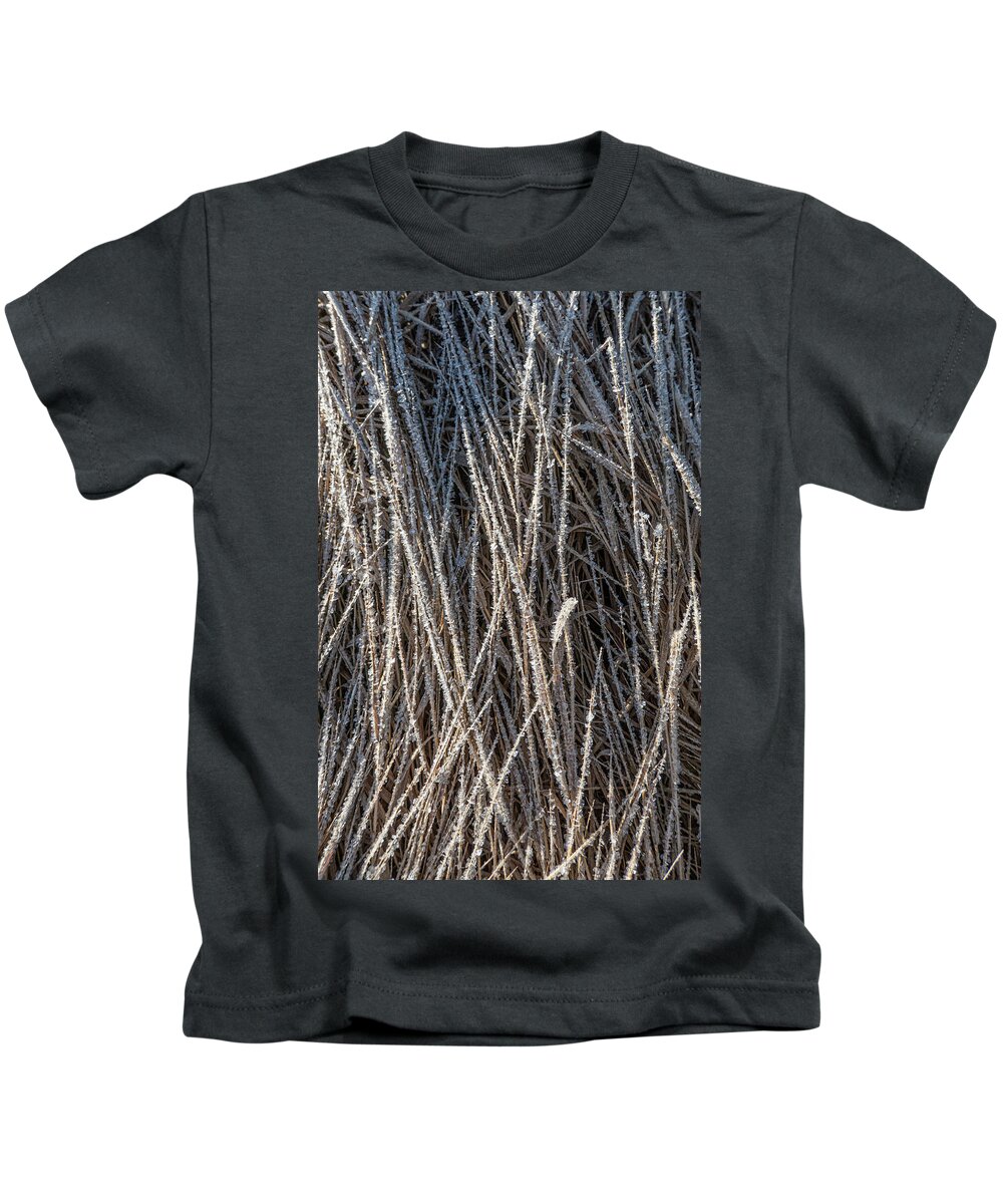 Frost Kids T-Shirt featuring the photograph Frost On Grass by Karen Rispin