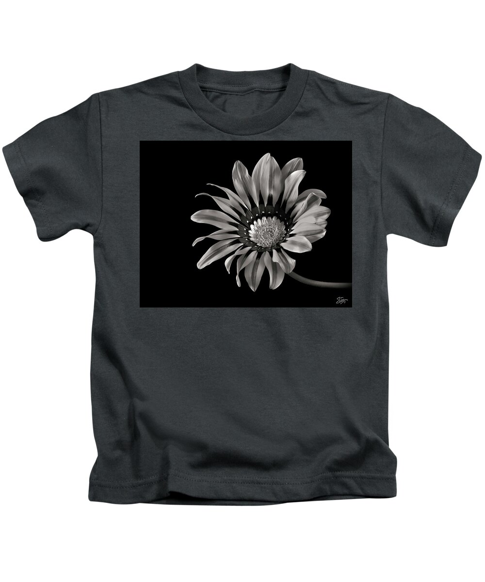 Flower Kids T-Shirt featuring the photograph Gazinia 2 in Black and White by Endre Balogh