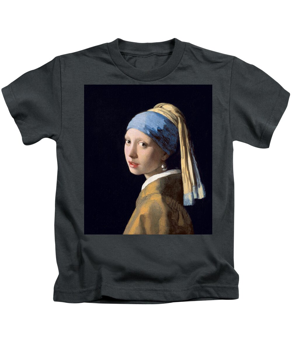 Jan Vermeer Kids T-Shirt featuring the painting Girl with a Pearl Earring, circa 1665 by Jan Vermeer