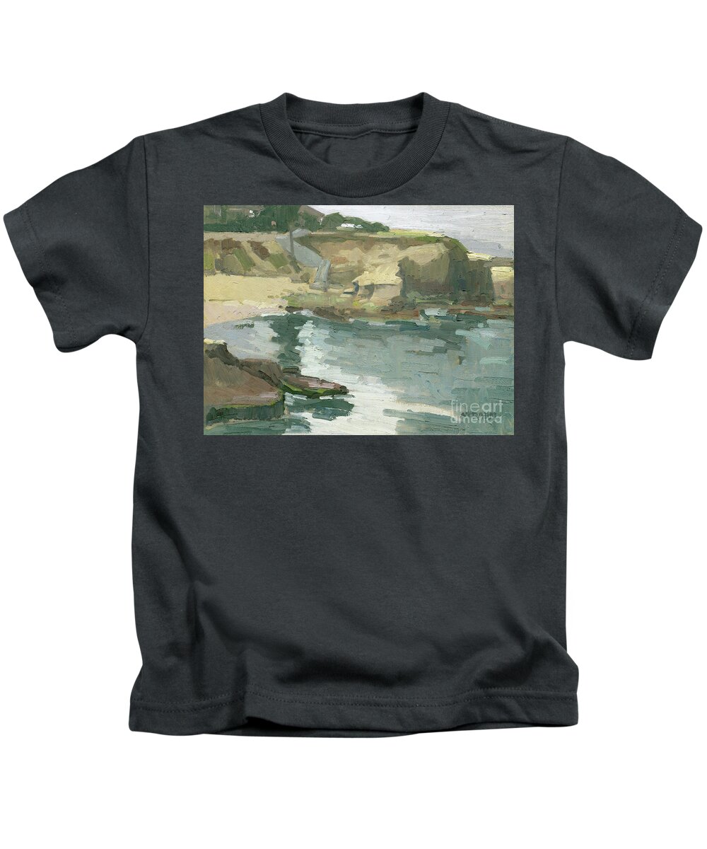 La Jolla Cove Kids T-Shirt featuring the painting Glow at the Cove - La Jolla, San Diego, California by Paul Strahm