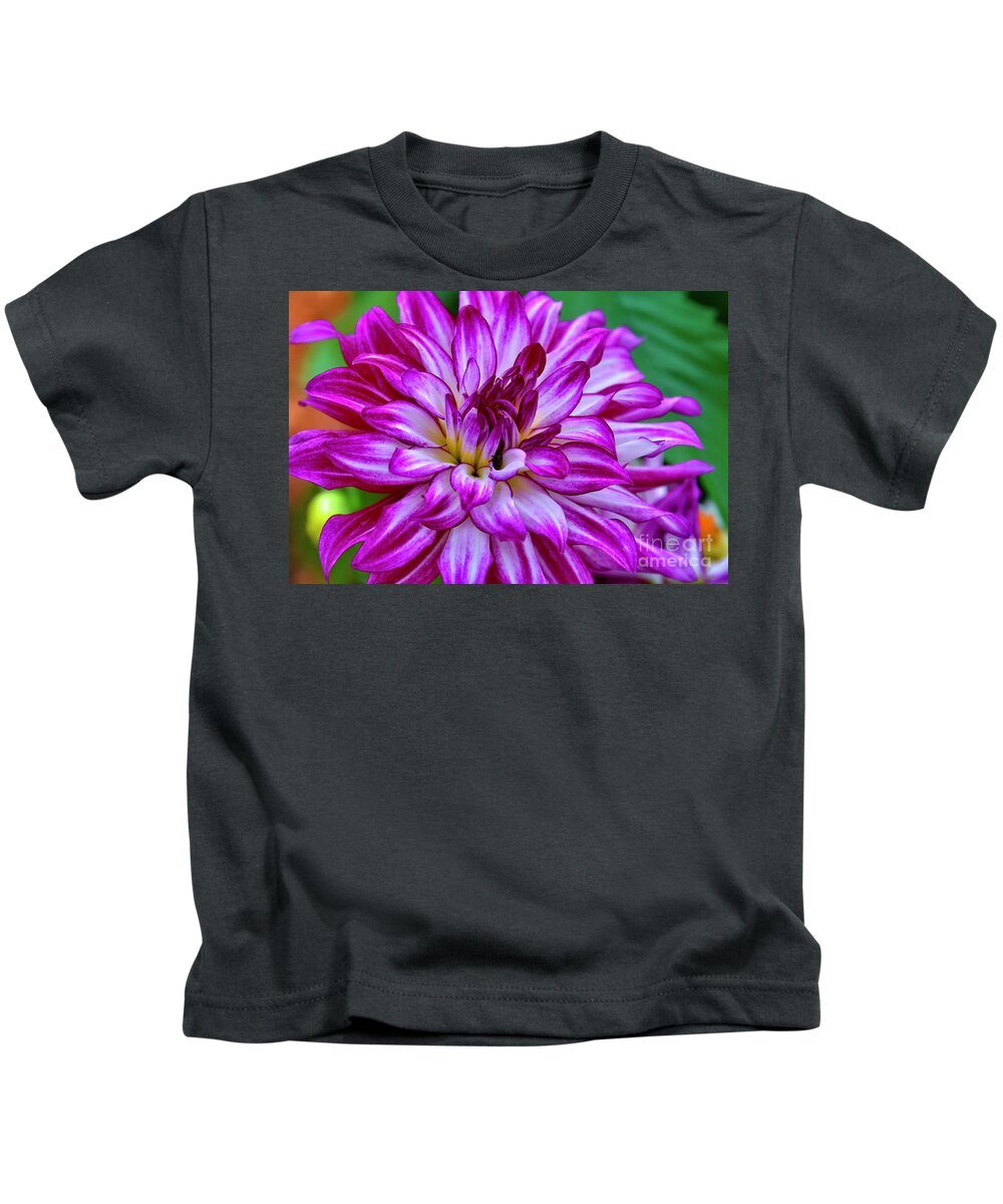 Flower Kids T-Shirt featuring the photograph GoGo Two Tone Dahlia by Diana Mary Sharpton