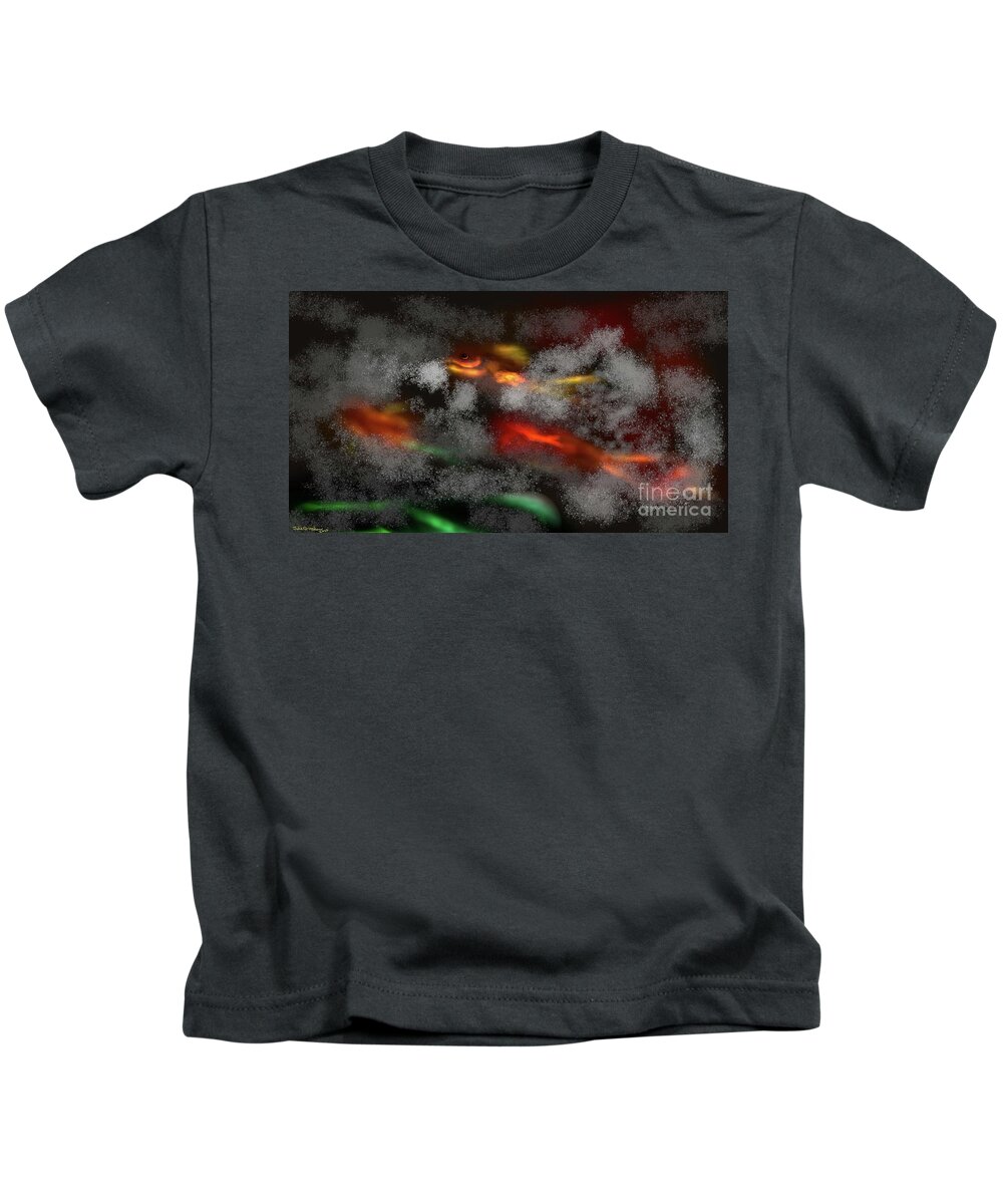 Digital Art Kids T-Shirt featuring the digital art Gold Fish Party 2020 by Julie Grimshaw