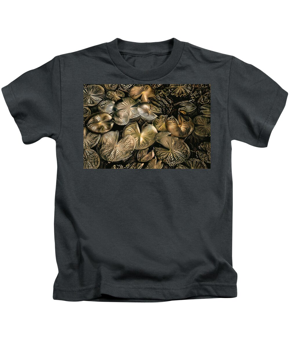 Gold Kids T-Shirt featuring the photograph Gold Silver Bronze Abstract by Debra Kewley
