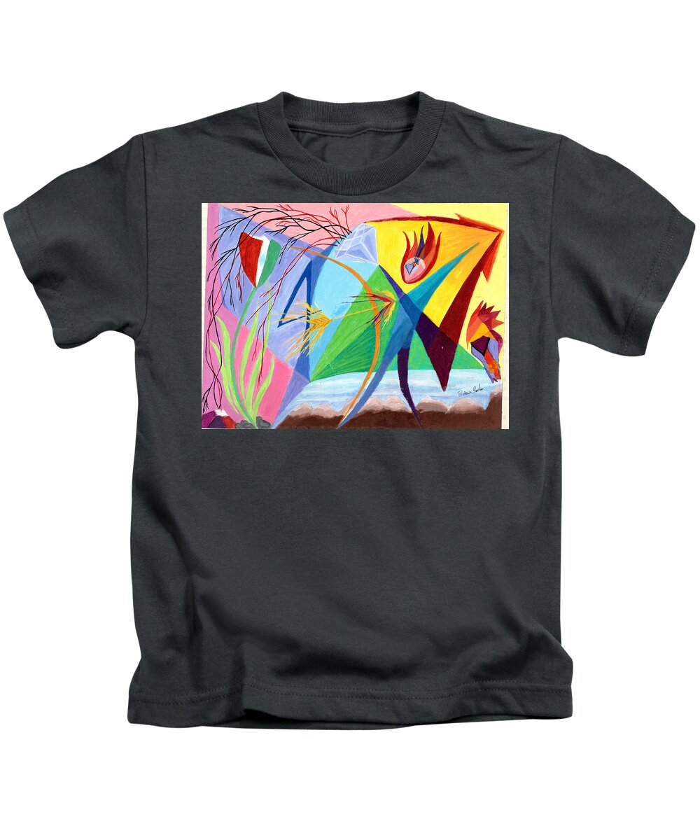 Eye Kids T-Shirt featuring the painting Golden Arrow by B Aswin Roshan