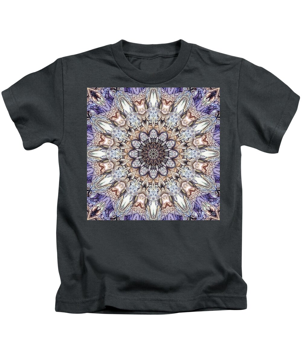 Mandala Kids T-Shirt featuring the digital art Golden Layers Abstract by Phil Perkins