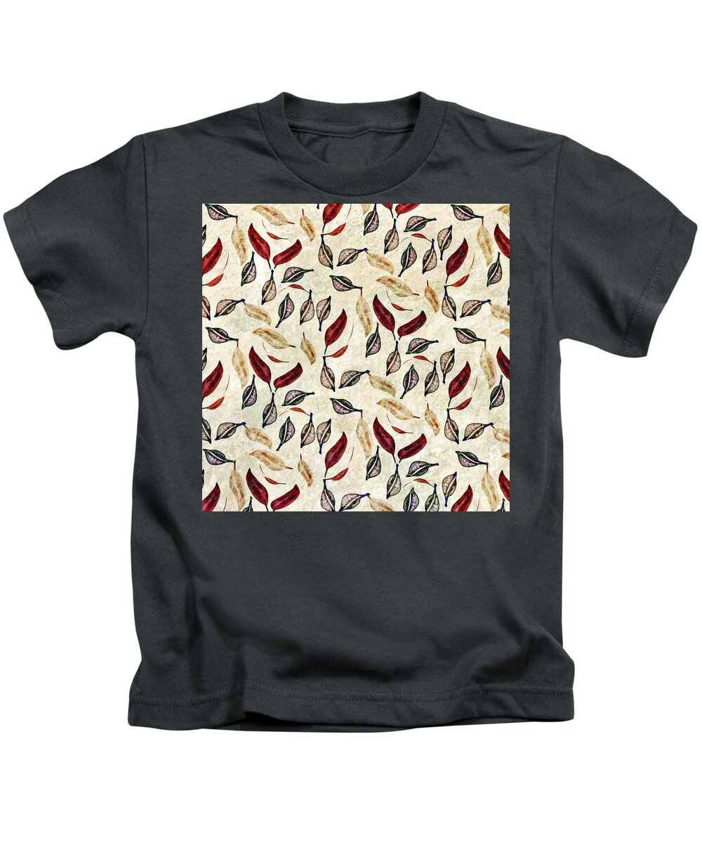 Seed Kids T-Shirt featuring the digital art Golden Seed Pods Rustic Colors by Sand And Chi
