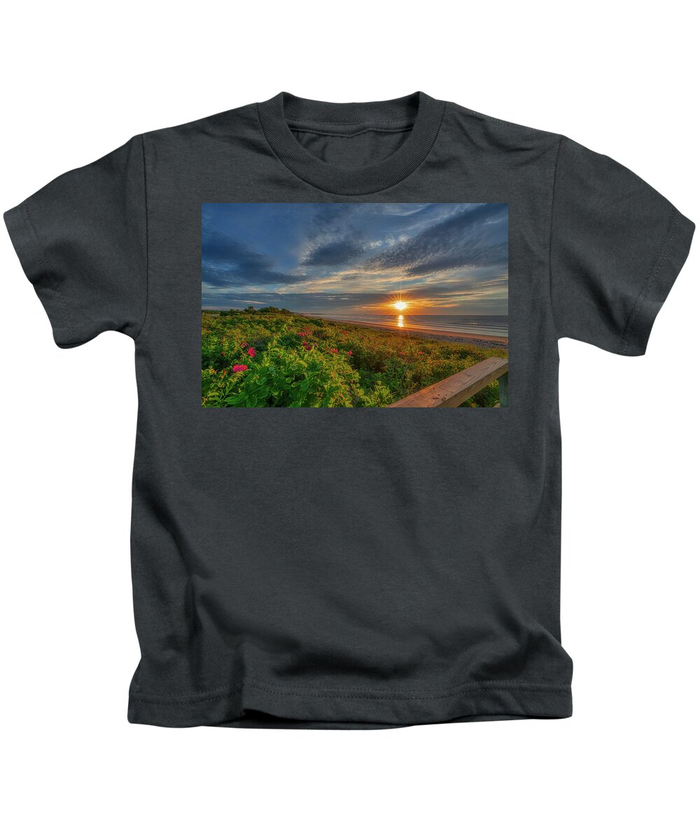 Footbridge Beach Kids T-Shirt featuring the photograph Good Morning Footbridge Beach by Penny Polakoff