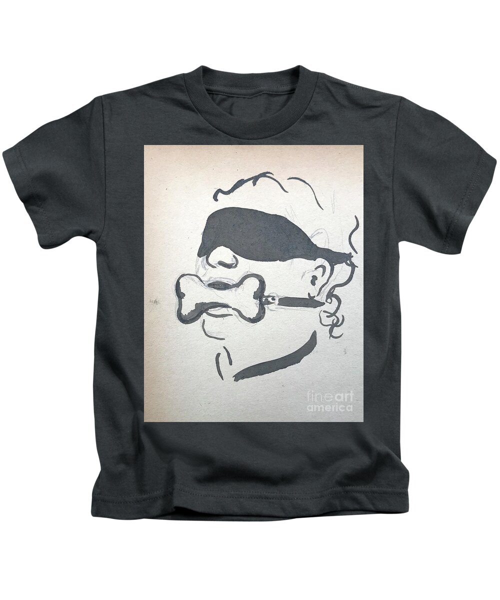 Sumi Ink Kids T-Shirt featuring the drawing Good Puppy by M Bellavia