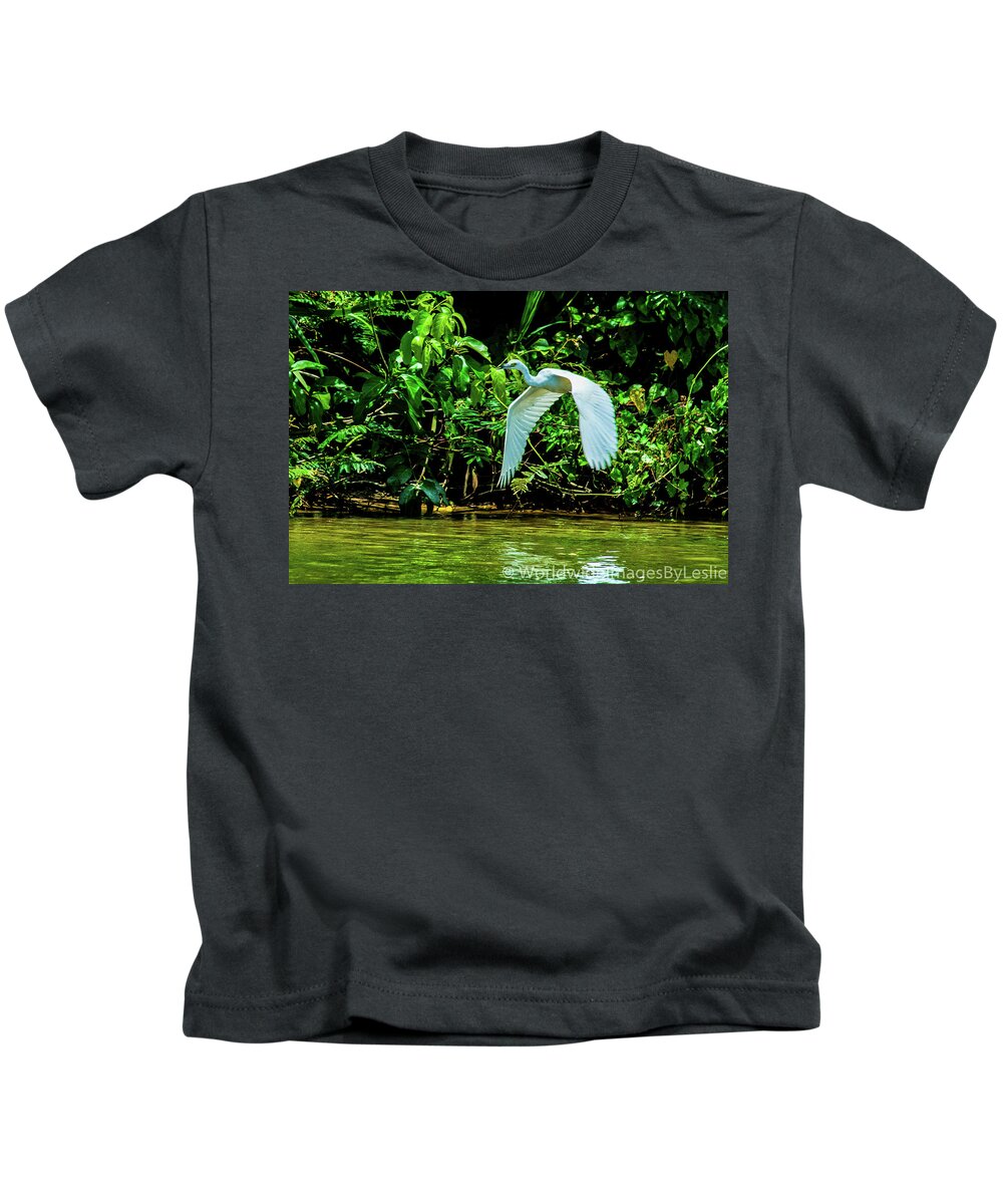 Great White Egret Kids T-Shirt featuring the photograph May You Find Peace by Leslie Struxness
