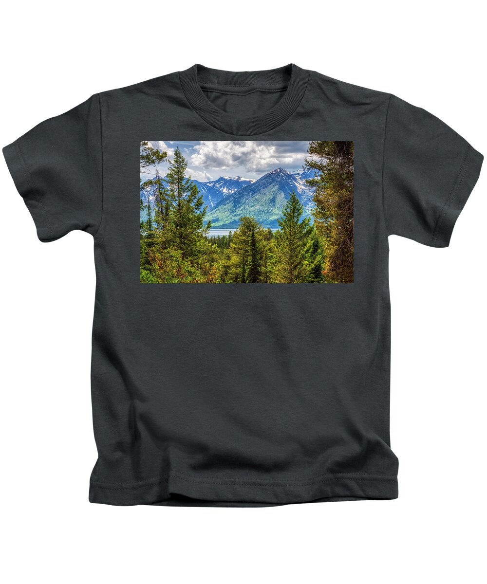 Grand Teton Mountains Kids T-Shirt featuring the photograph Grand Teton Mountains by Tatiana Travelways