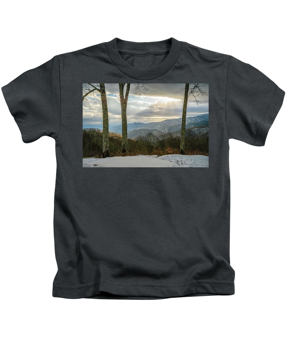 Landscape Kids T-Shirt featuring the photograph Great Smoky Mountains North Carolina Winter's Light by Robert Stephens