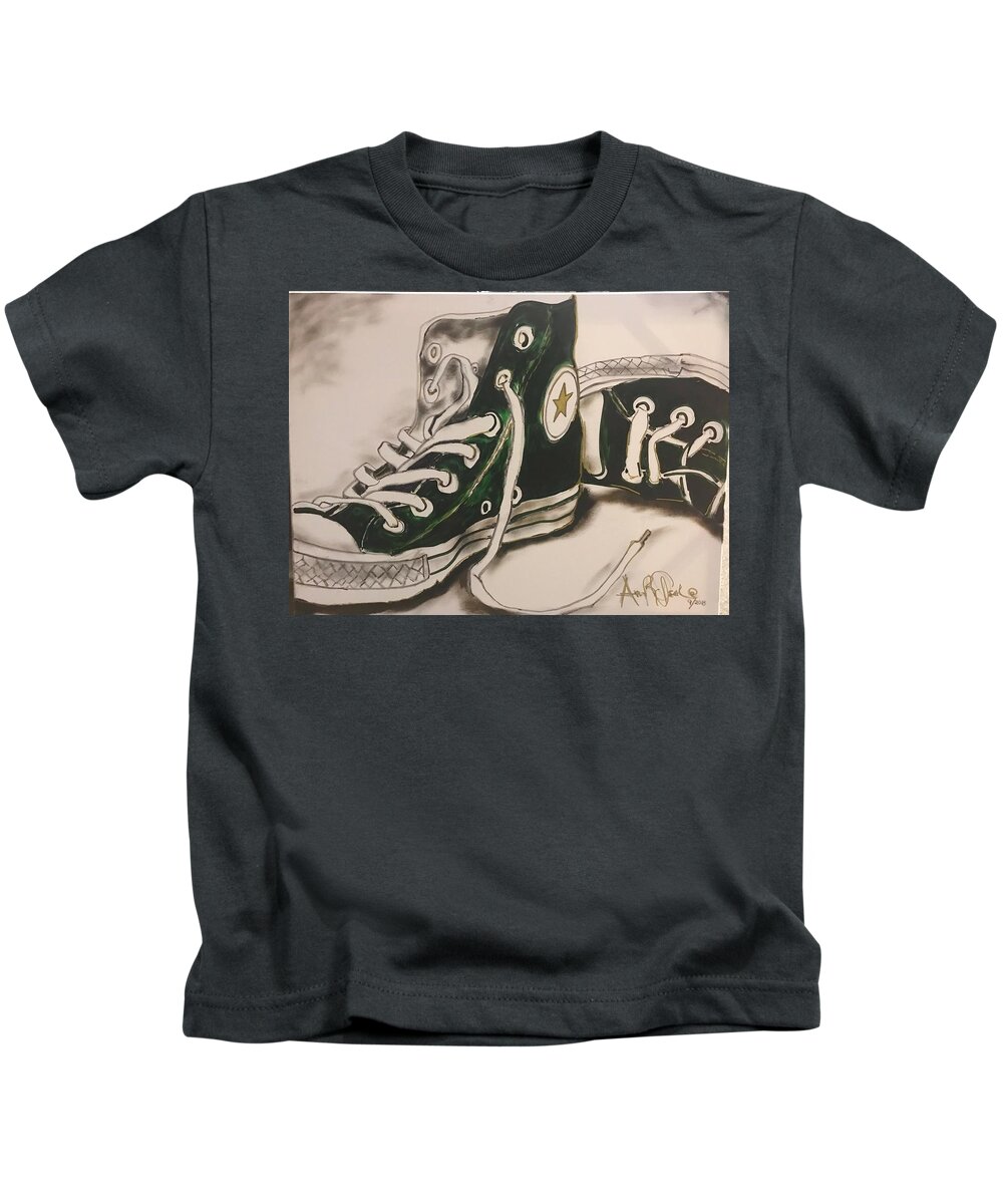  Kids T-Shirt featuring the mixed media Green by Angie ONeal