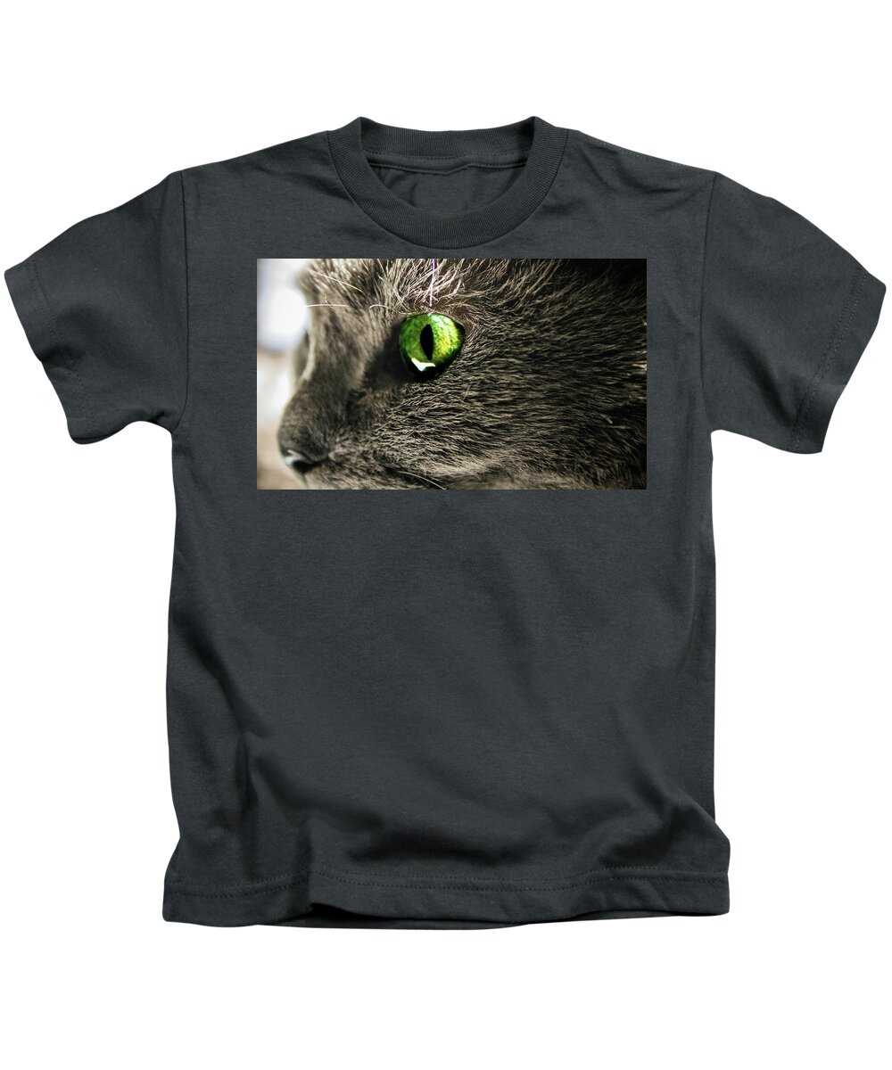 Kids T-Shirt featuring the photograph Green Cats Eye by Nicole Engstrom