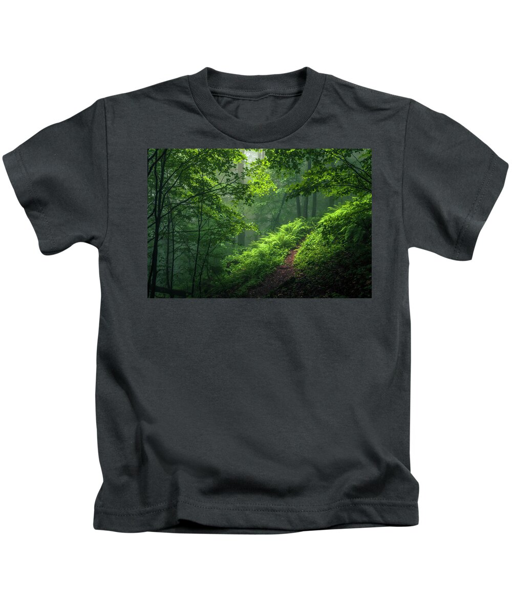 Mountain Kids T-Shirt featuring the photograph Green Forest by Evgeni Dinev