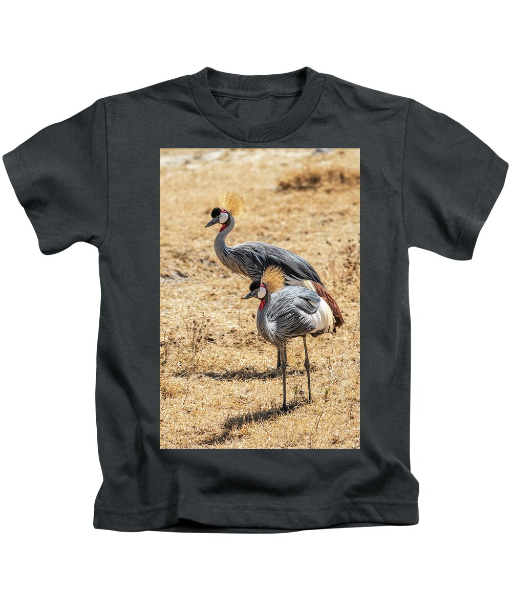 Africa Kids T-Shirt featuring the photograph Grey-crowned crane 1 in Tanzania by Betty Eich