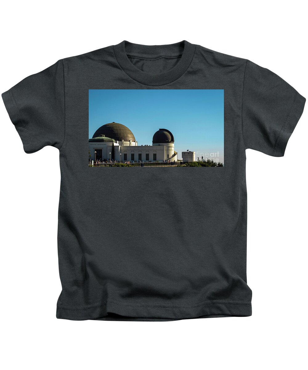 Griffith Observatory Kids T-Shirt featuring the photograph Griffith Observatory by Mary Capriole