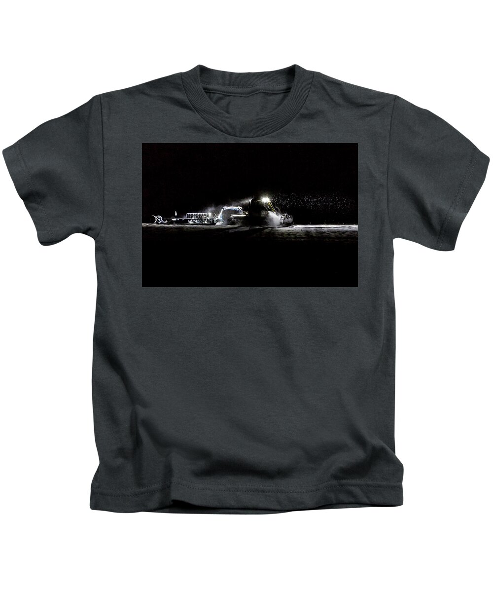 Night Kids T-Shirt featuring the photograph Groomer at Night by Tim Kirchoff