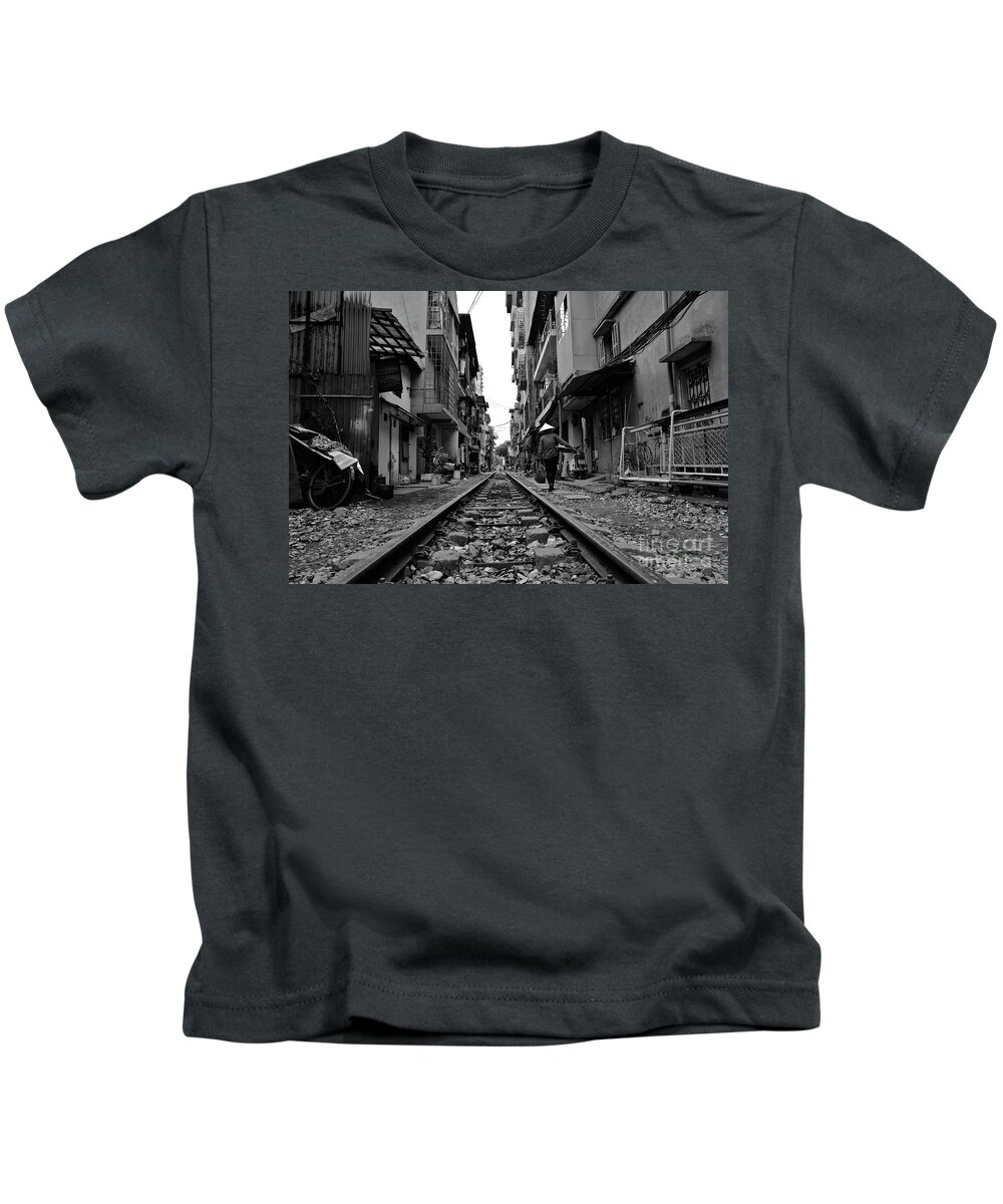 Train Kids T-Shirt featuring the photograph Hanoi Life. by Daniel M Walsh