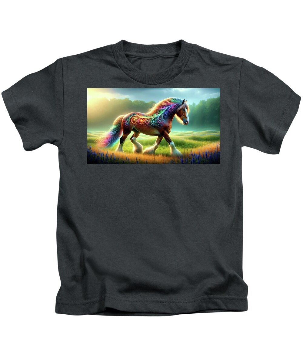 Lavender Dawn Kids T-Shirt featuring the digital art Harmony in Motion by Bill and Linda Tiepelman