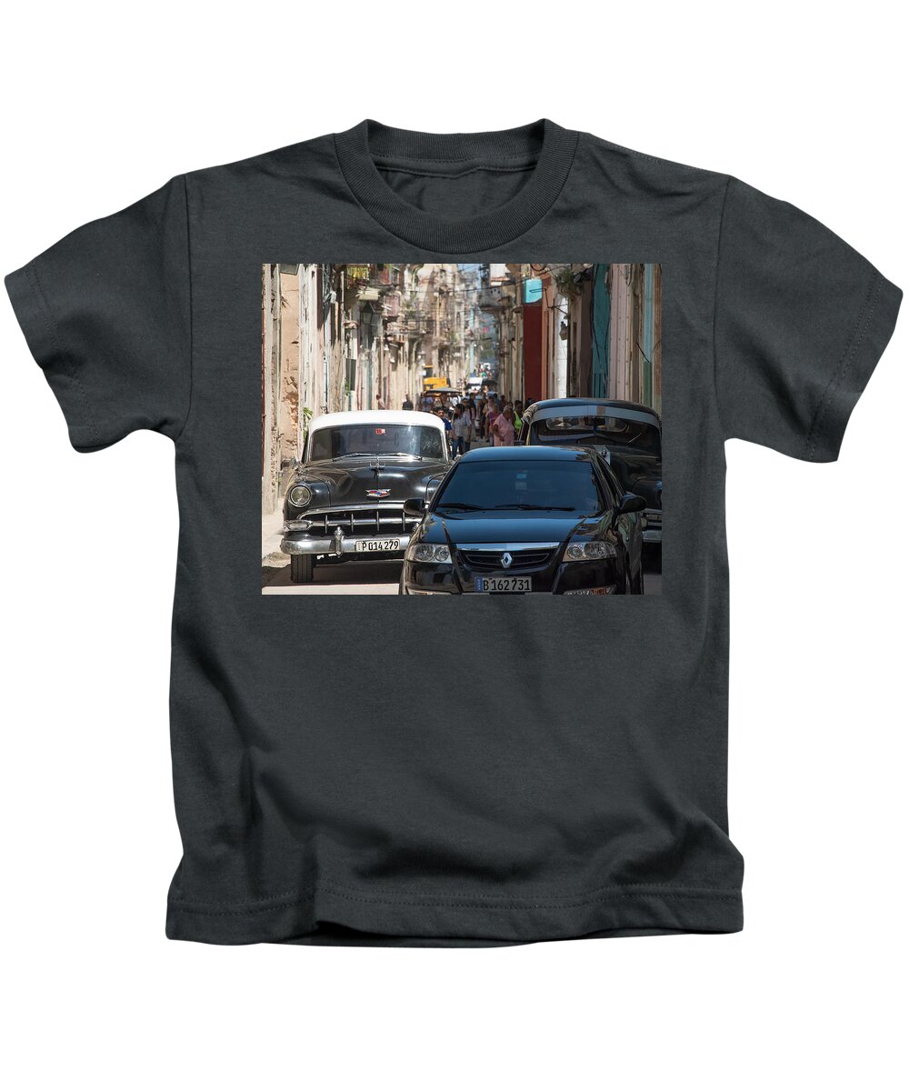 Cuba Kids T-Shirt featuring the photograph Havana Traffic by Paul Plaine