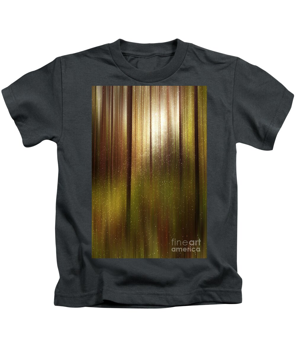 Summer Woods Kids T-Shirt featuring the digital art Hazy Late Afternoon in the Summer Woods by Neece Campione