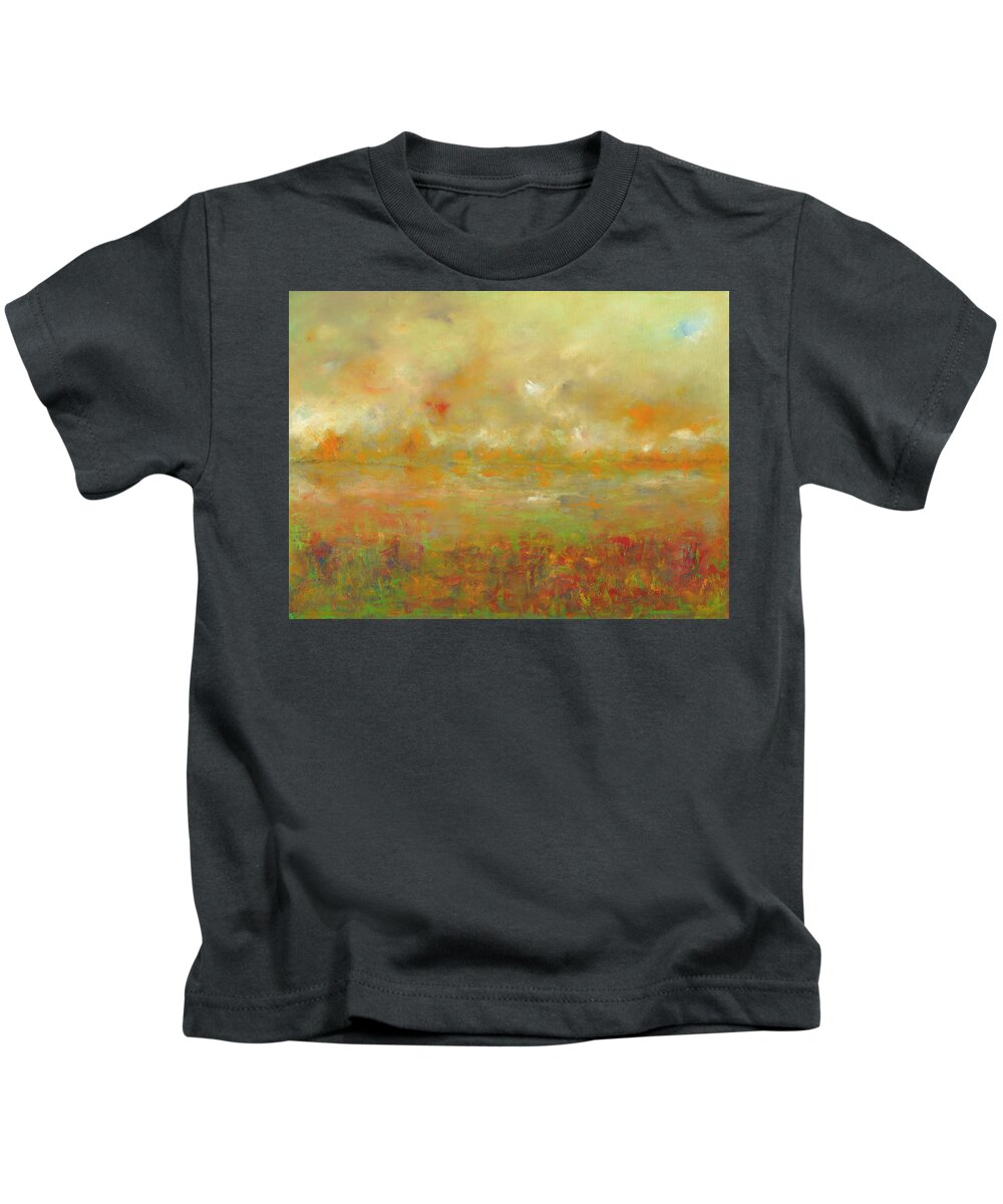 Bushfire Kids T-Shirt featuring the painting Hecatomb by Roger Clarke