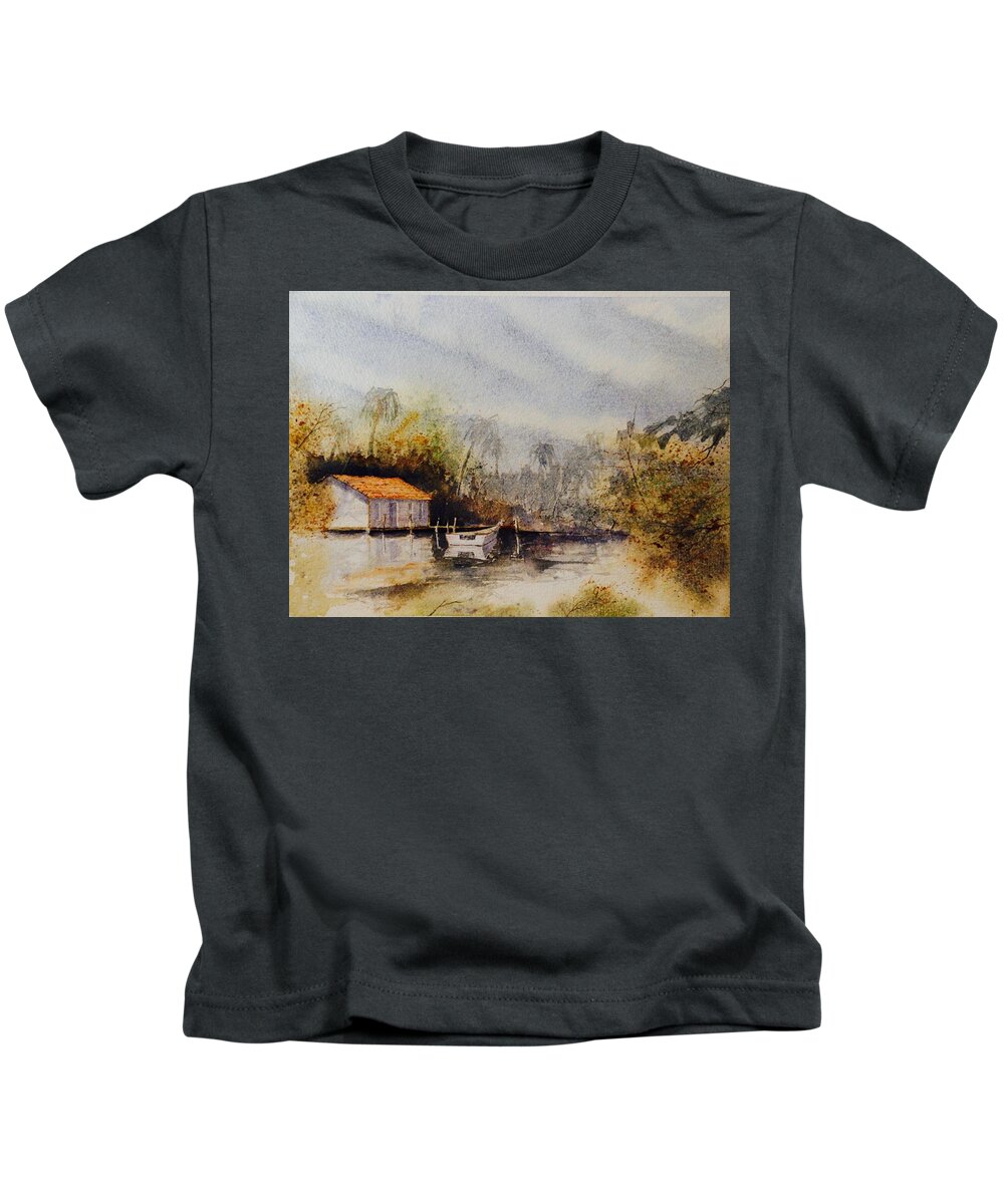 Florida Kids T-Shirt featuring the painting Hidden Bayou by John Glass