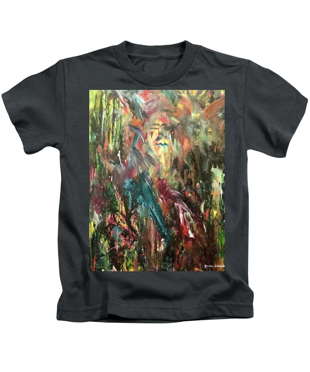  Kids T-Shirt featuring the painting Hidle by Wanvisa Klawklean