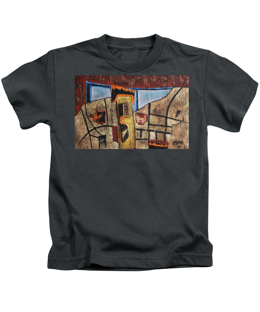 African Art Kids T-Shirt featuring the painting High Tower by Michael Nene