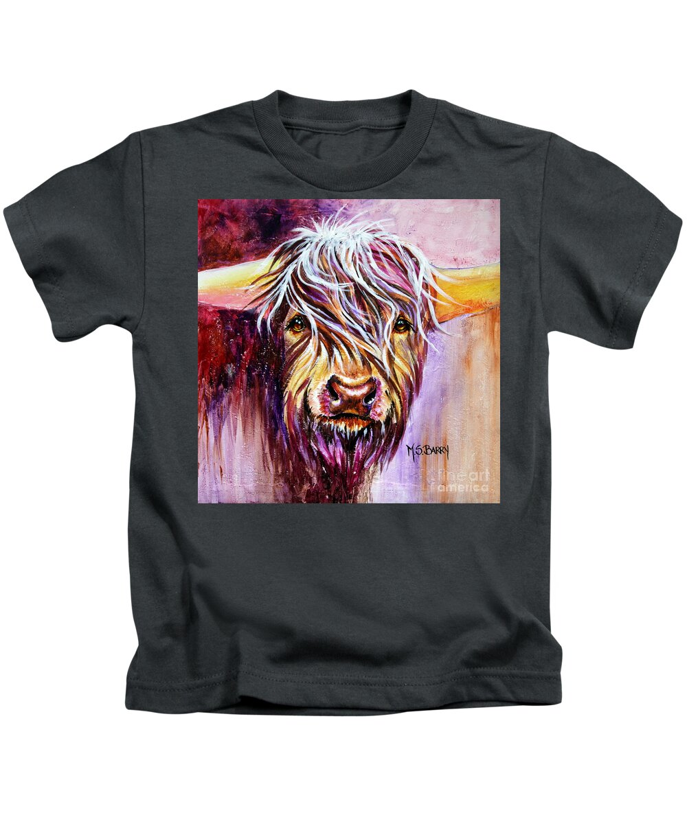 Cow Kids T-Shirt featuring the painting Holy Cow by Maria Barry