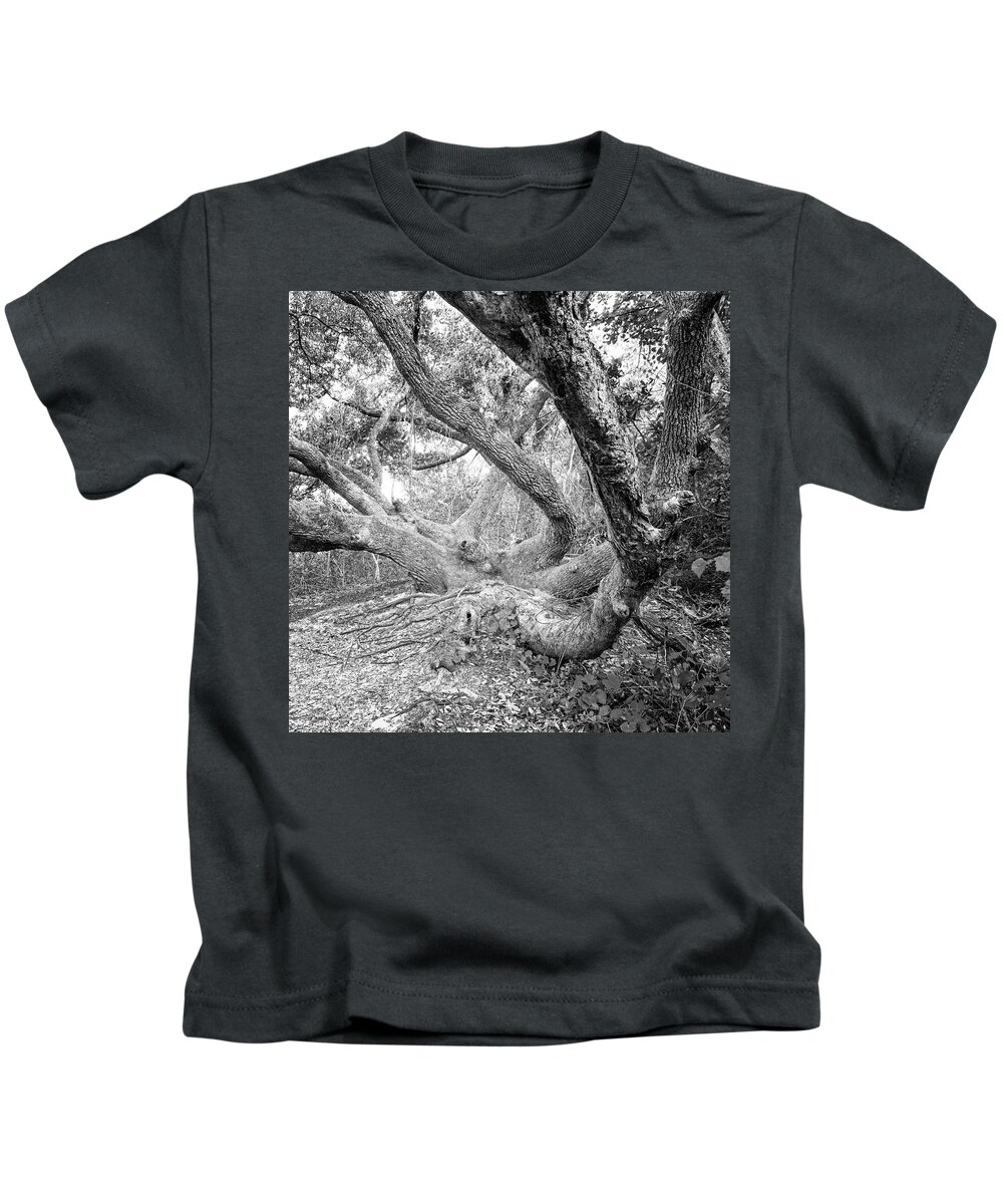 Live Oak Kids T-Shirt featuring the photograph Hoop Pole Creek Live Oak - Atlantic Beach NC by Bob Decker
