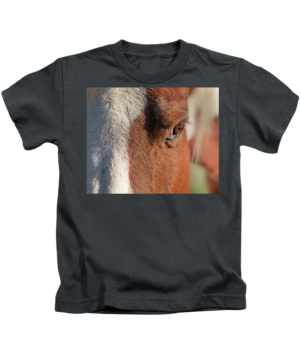 Eye Kids T-Shirt featuring the photograph Horse's eye by Karen Rispin