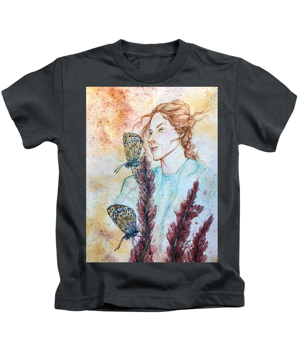 Watercolor Kids T-Shirt featuring the painting Hosting Spring by Ausa J Hylton