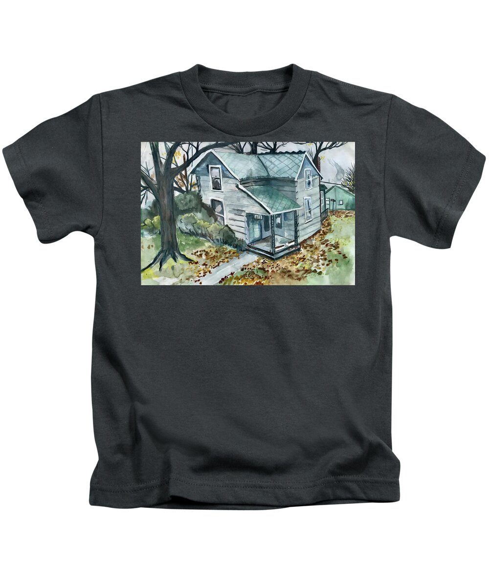 House Kids T-Shirt featuring the painting House in Mishawaka by Rollin Kocsis