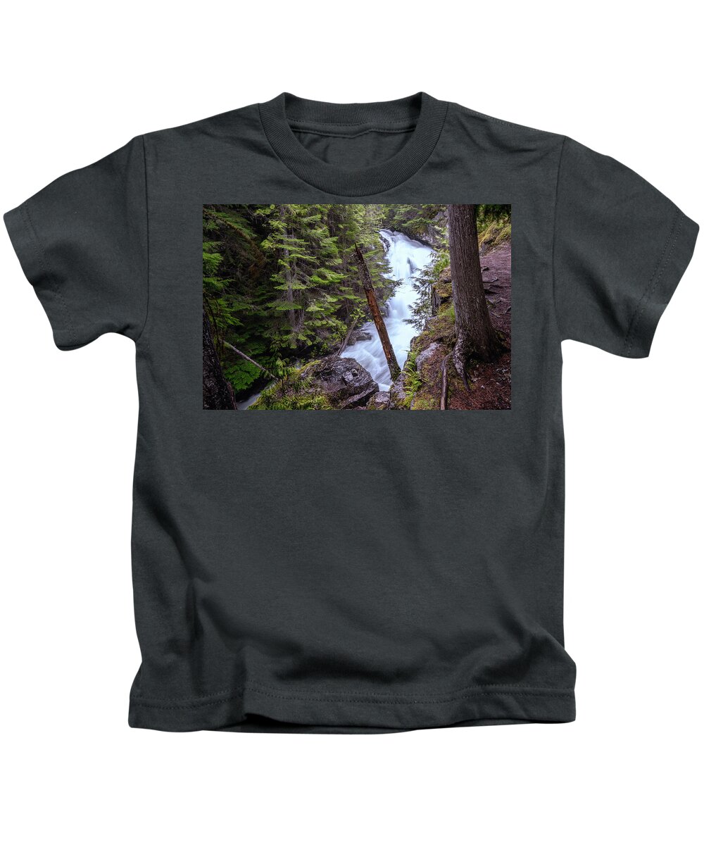Hunt Creek Kids T-Shirt featuring the photograph Hunt Creek Falls by Dan Eskelson