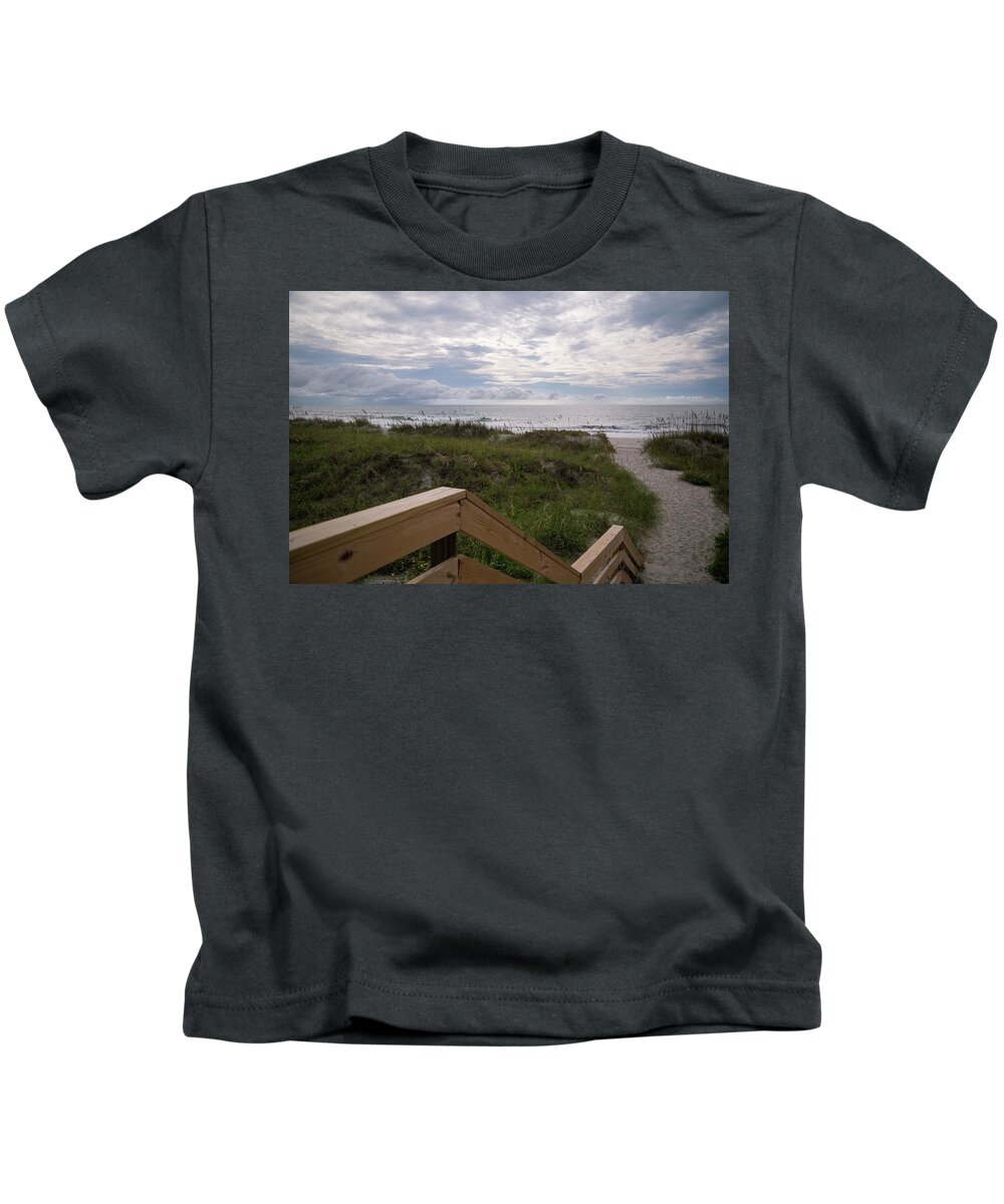Huntington Beach State Park Kids T-Shirt featuring the photograph Pathway to the Beach by Cindy Robinson