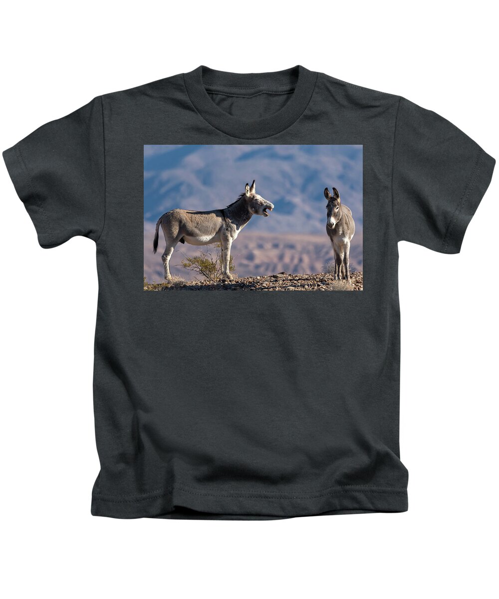 Wild Burros Kids T-Shirt featuring the photograph I told you by Mary Hone