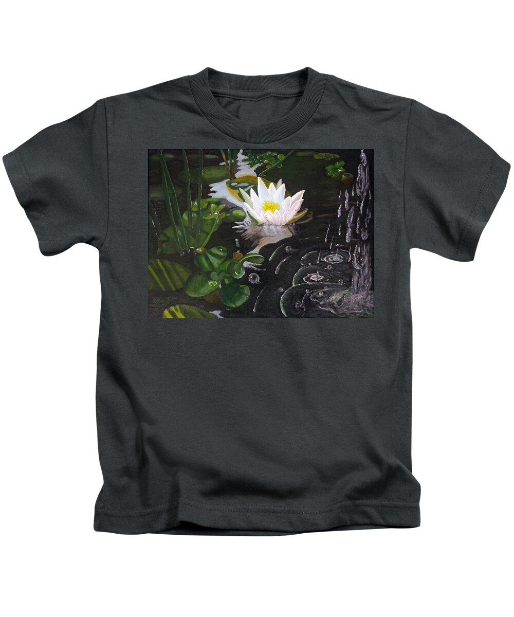 Water Lily Kids T-Shirt featuring the painting Impact by Mike Kling